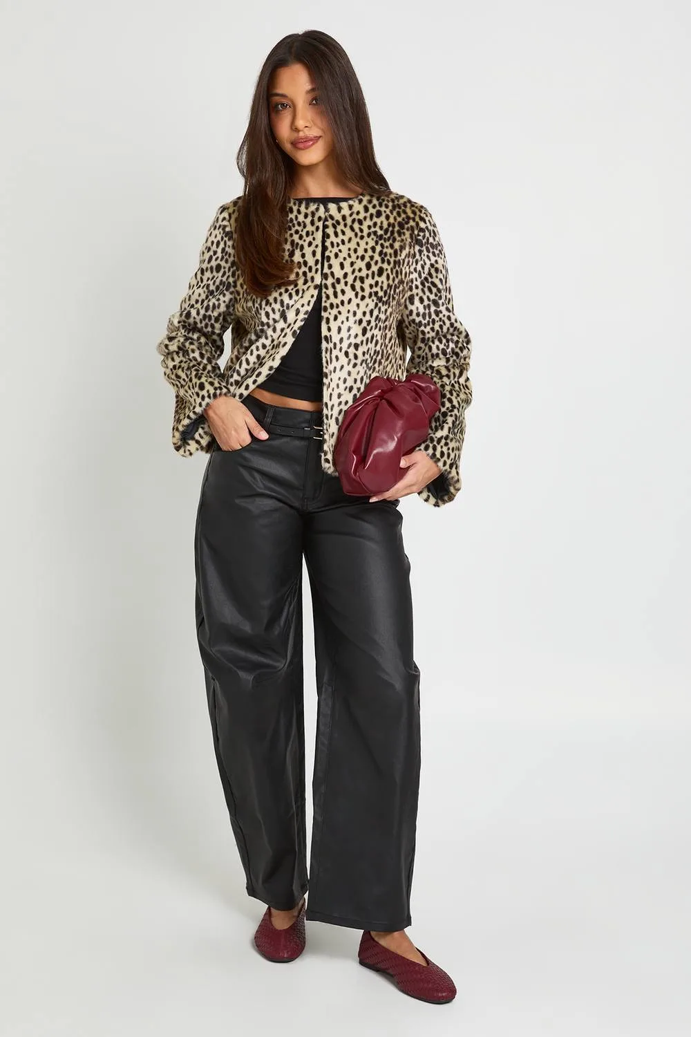 Mid Waist Coated Barrel Jean by boohoo