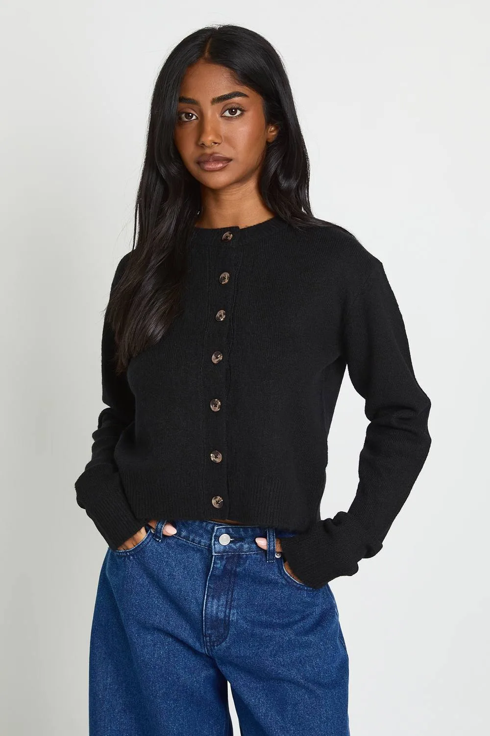 Knitted Cropped Cardigan by boohoo
