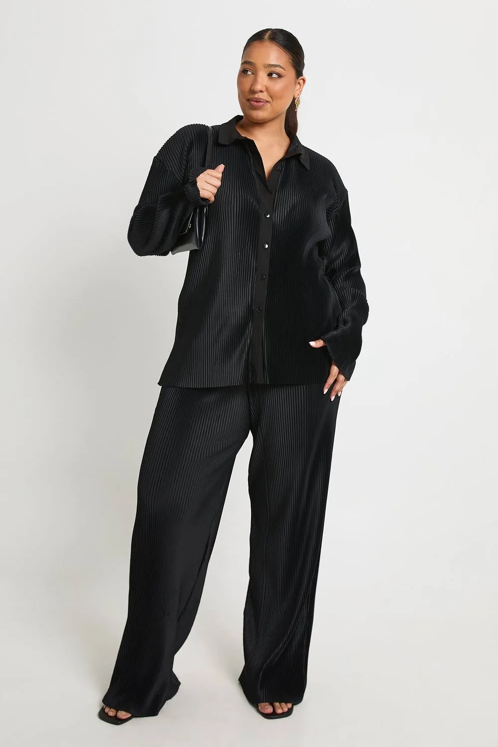 Pleated Plisse Shirt & Wide Leg Trouser Co Ord