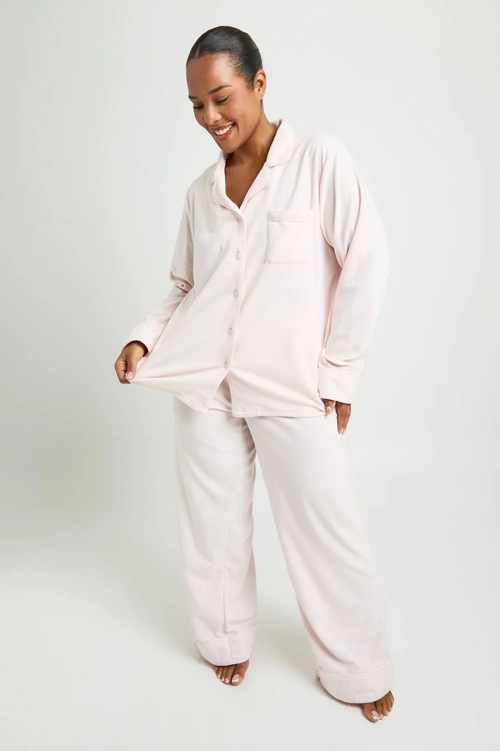 Baby Fleece Piping Detail Long Sleeve Shirt & Trousers Pyjama Set by boohoo