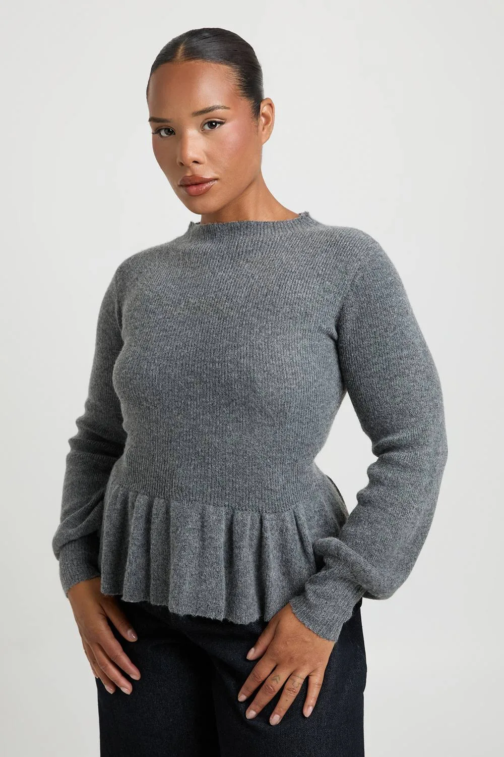 Peplum Hem Knitted Jumper by boohoo