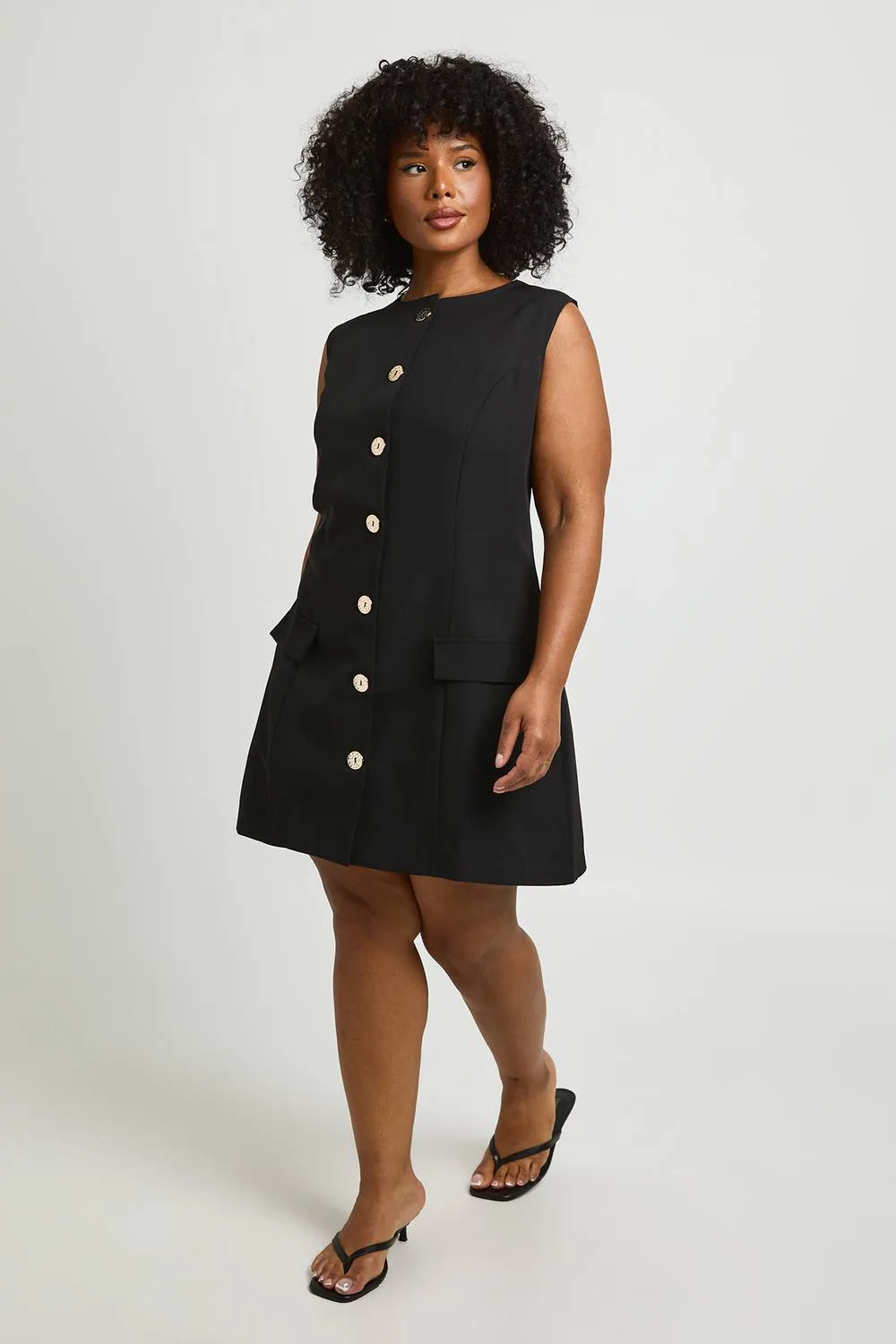 Gold Button Down Blazer Dress by boohoo