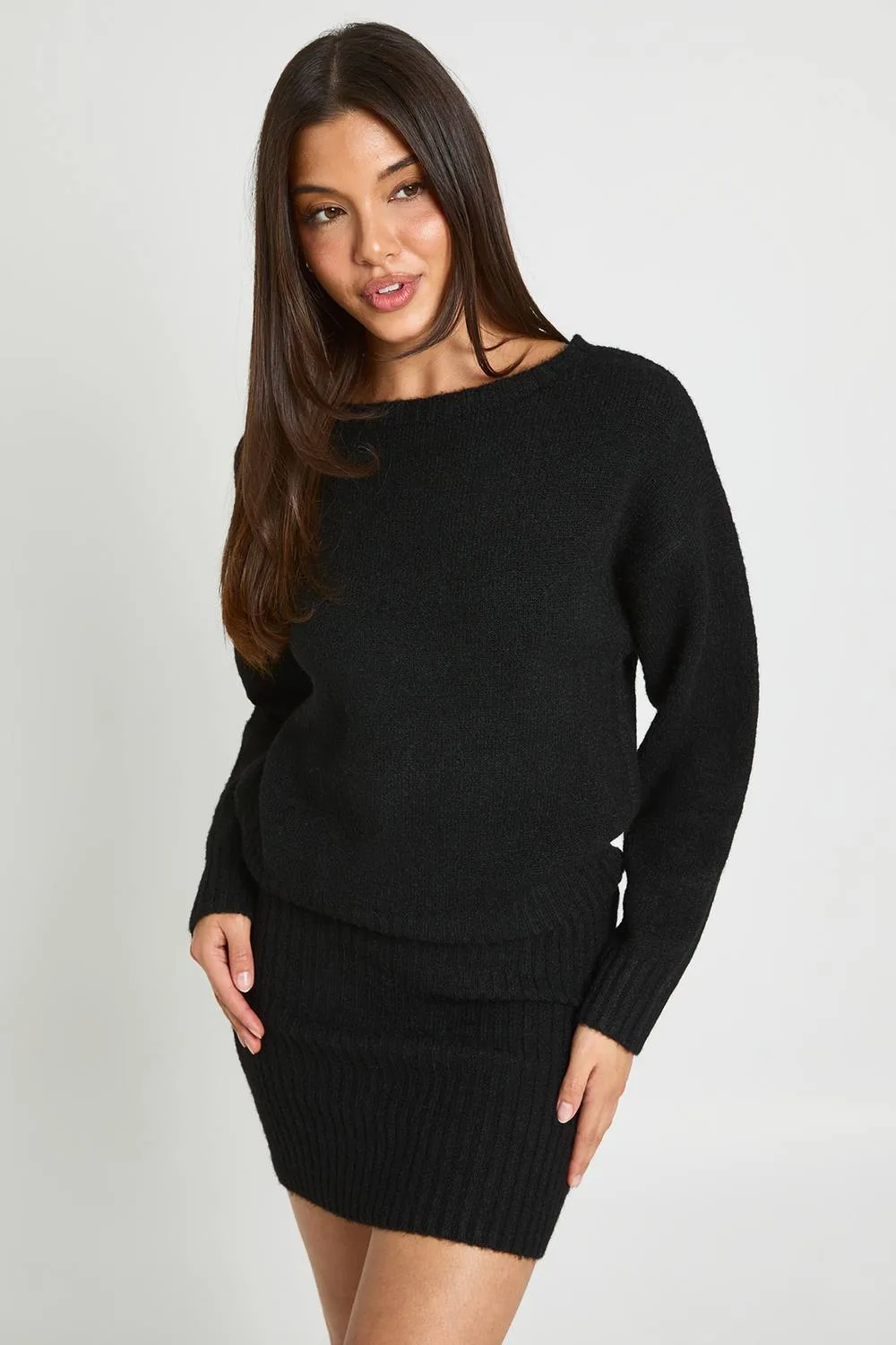 Cinched Hem Knitted Mini Dress