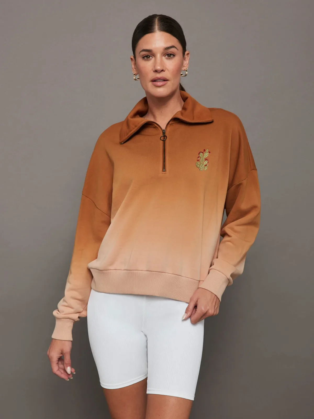 Ombre French Terry Half Zip / Cactus by Carbon38