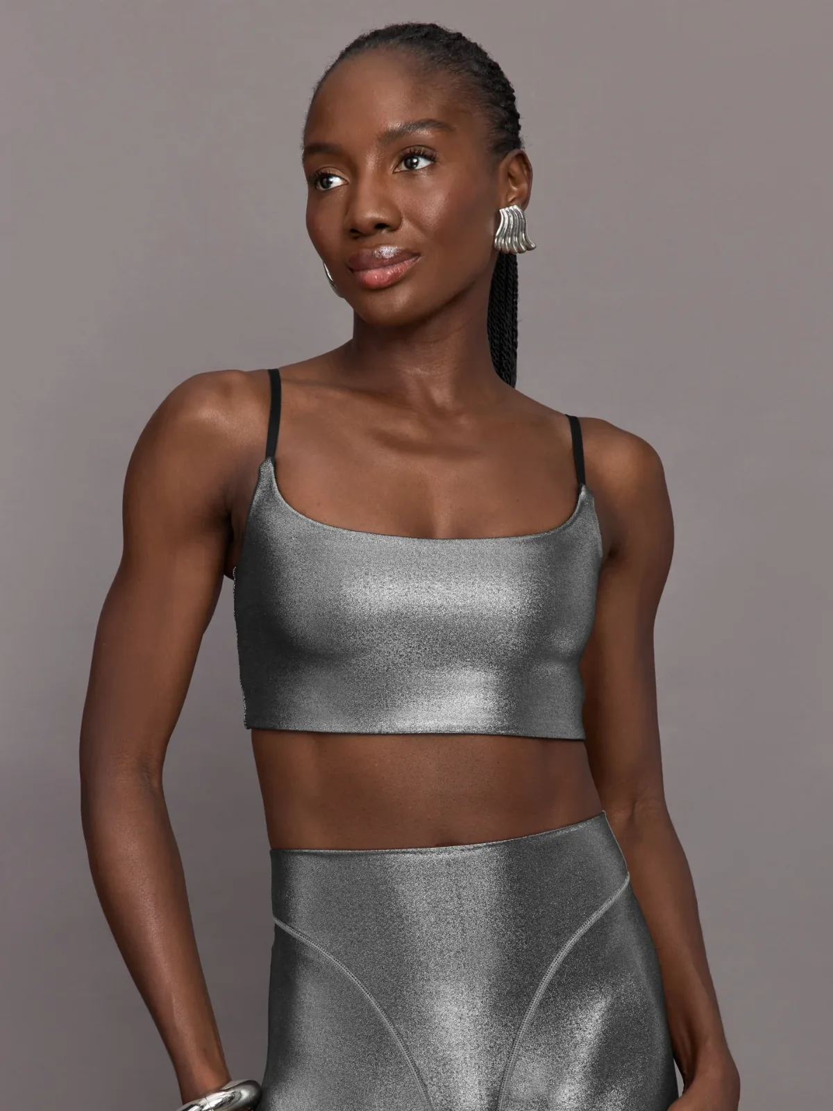 Liquid Metallic Scoop Bra by Carbon38