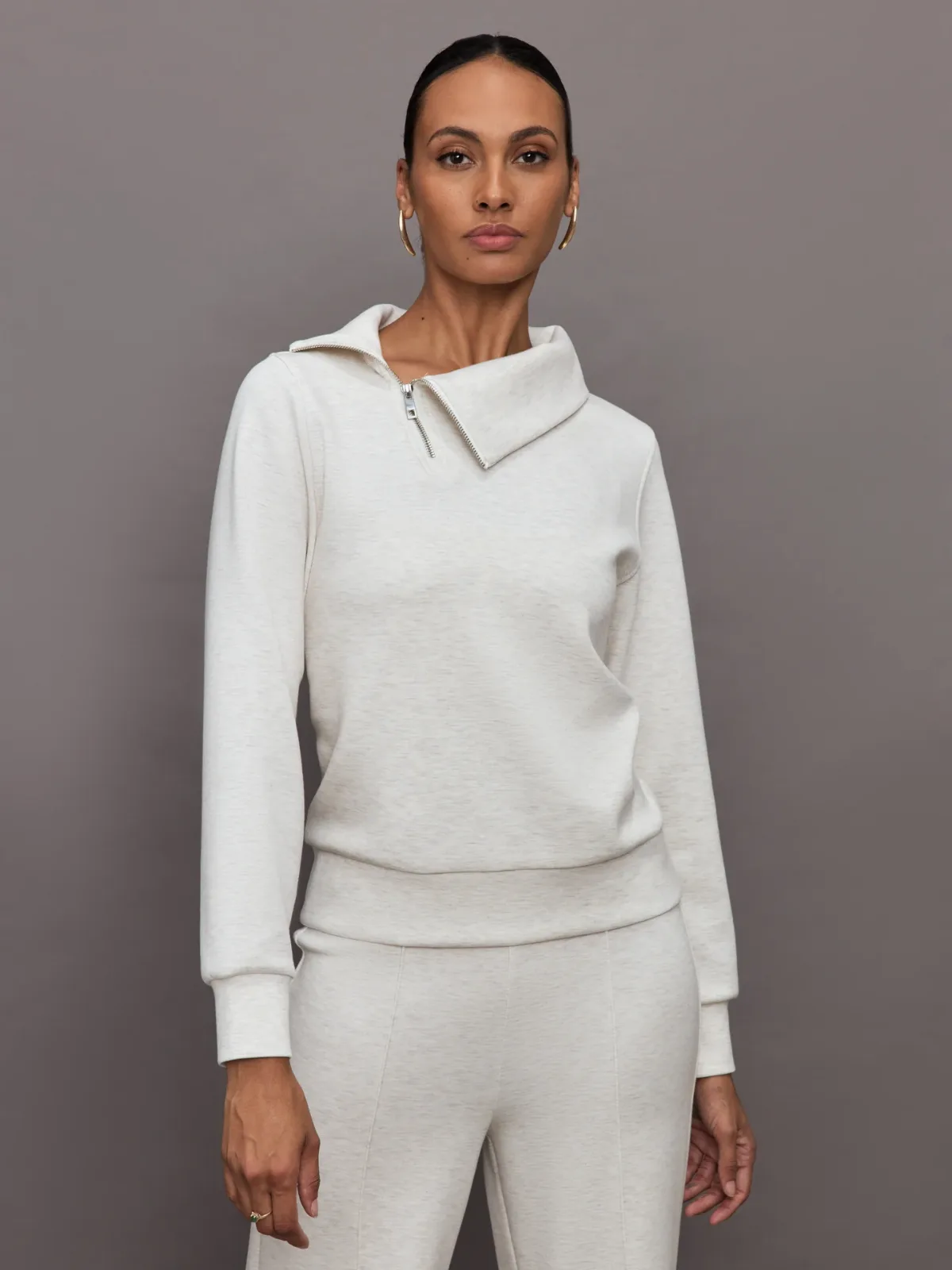 Half Zip Asymmetrical Pullover in Interlock by Carbon38