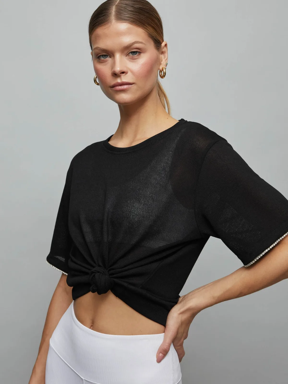 Rhinestone Short Sleeve Top by Carbon38