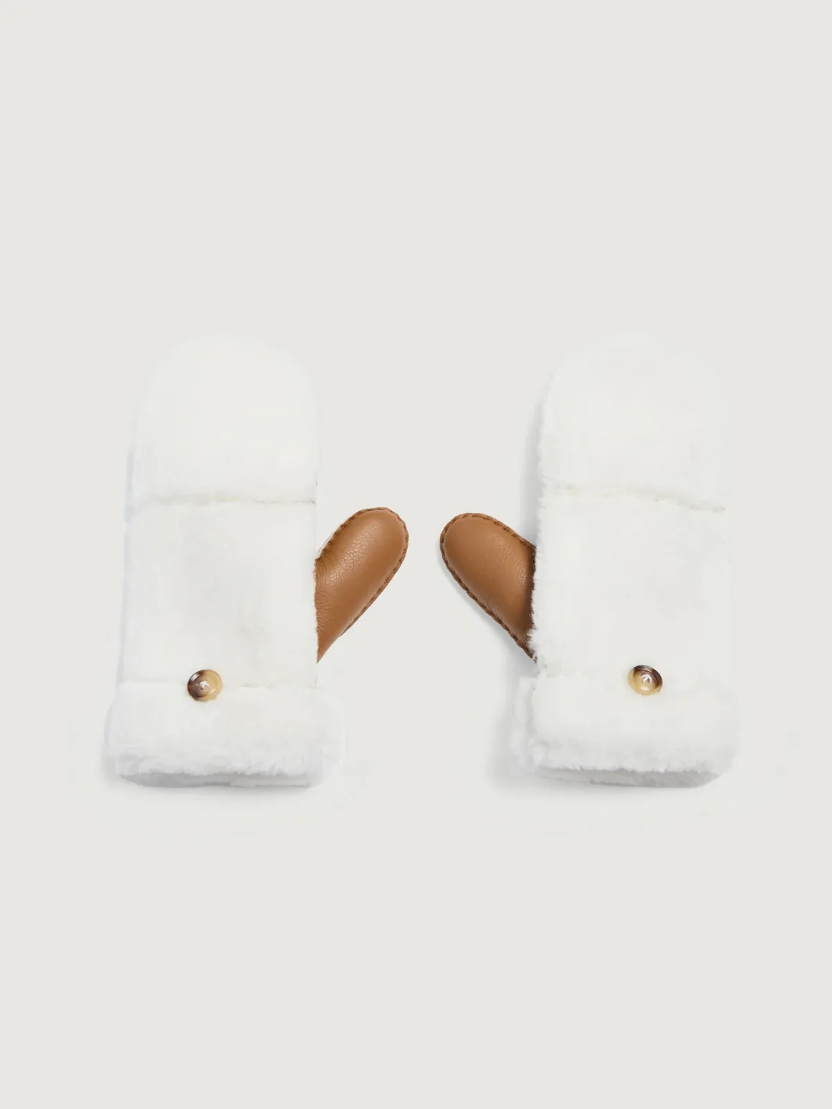 Faux Shearling & Leather Flip Top Mittens by Jocelyn