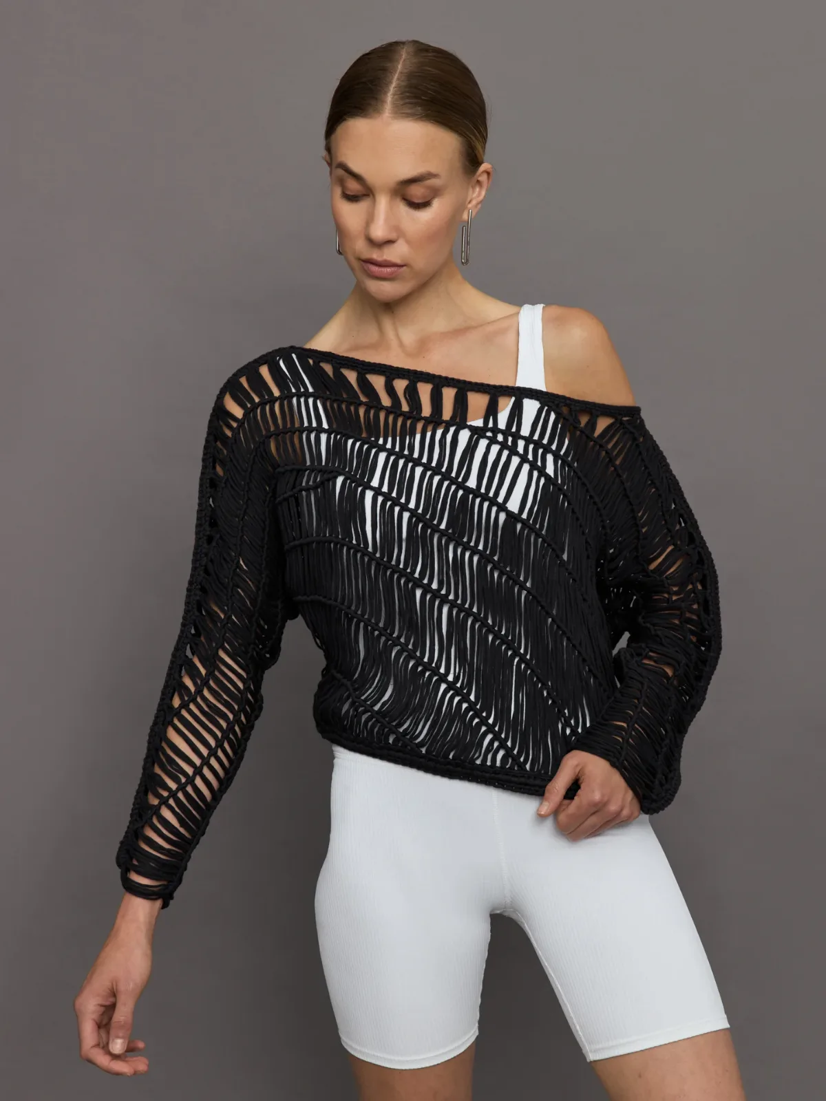 Crochet Off Shoulder Sweater by Carbon38