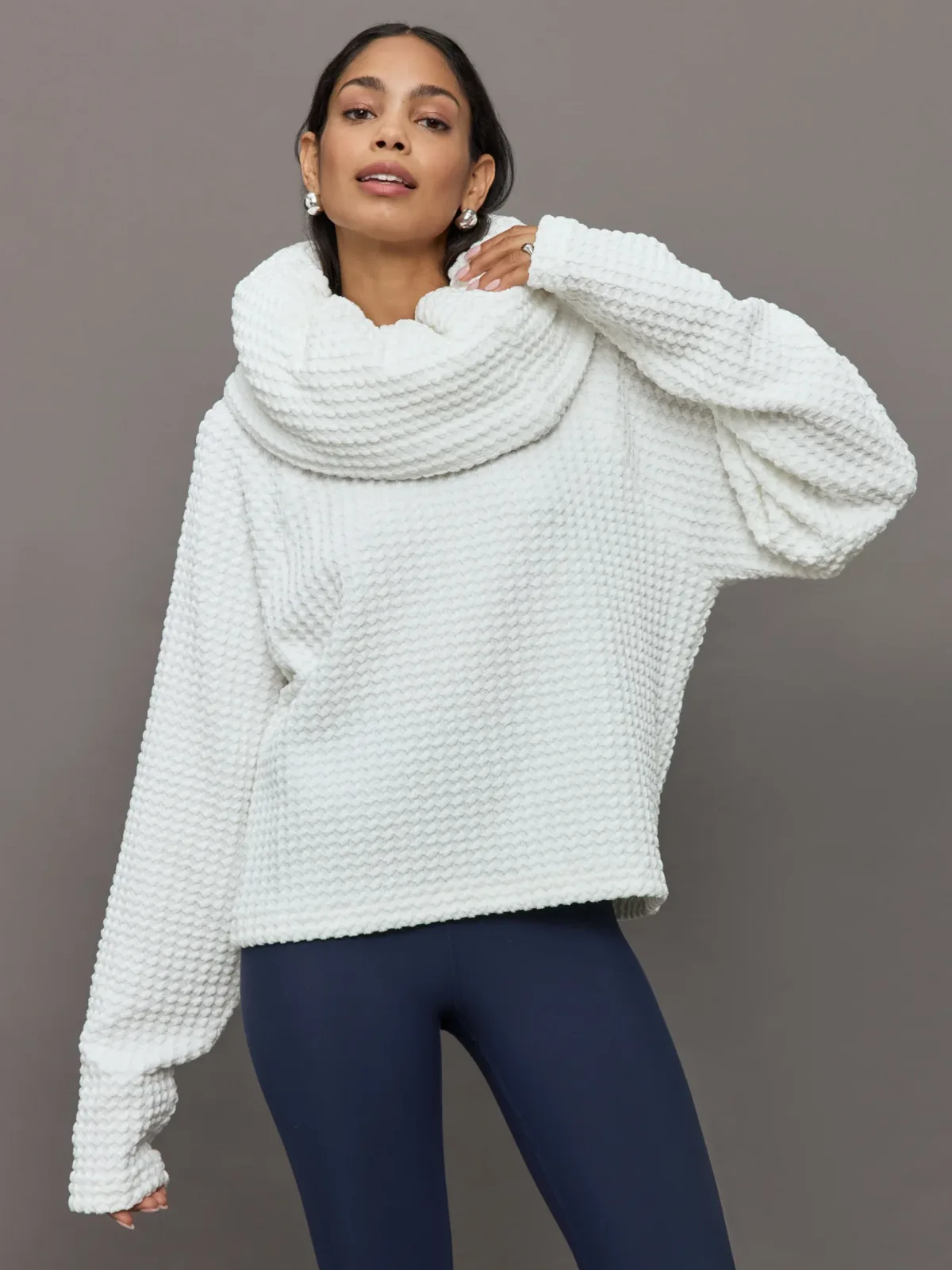 Oversized Raglan Sleeve Top W/ Tube Scarf by Norma Kamali
