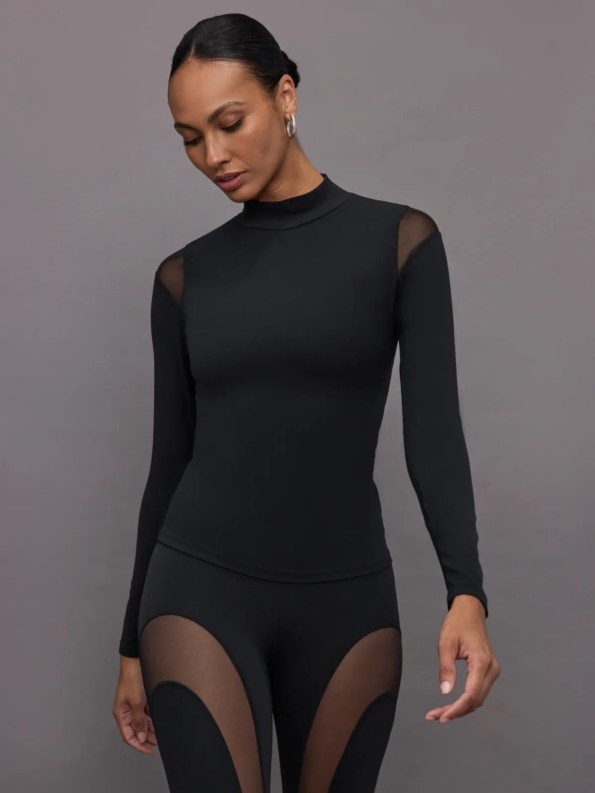 Sheer Spliced Mock Neck in Melt by Carbon38