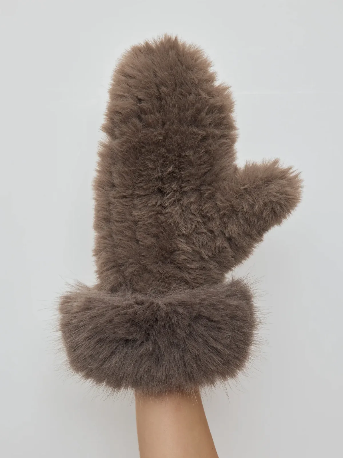 Jocelyn Faux Rex Rabbit Knit Mittens by Jocelyn