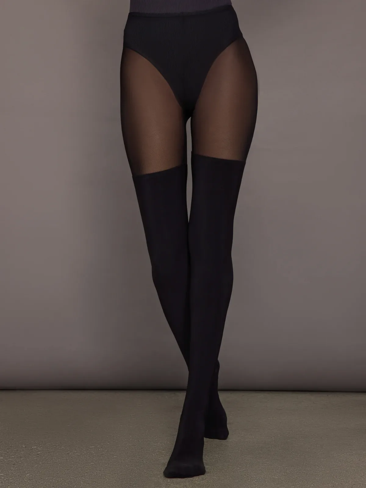 Norma Kamali Thigh High Spliced Legging with Footie by Norma Kamali