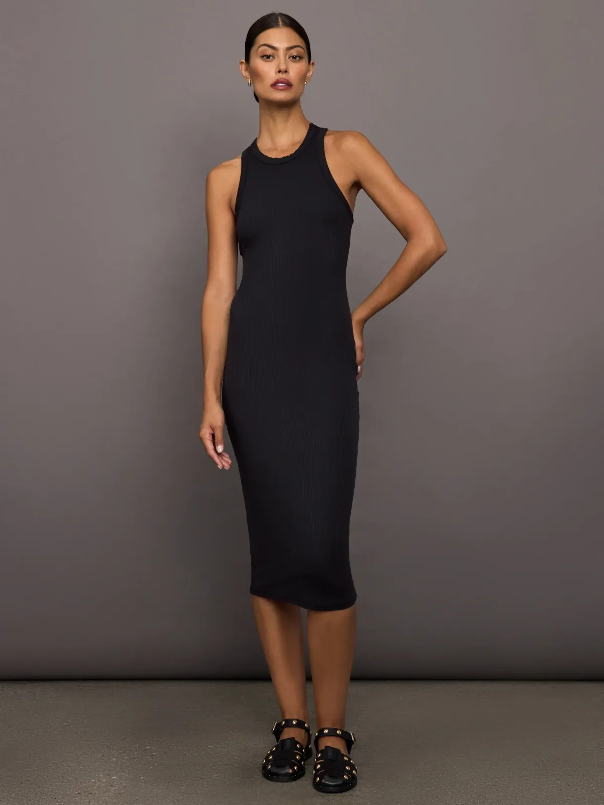 High Neck Tank Dress in Ribbed Melt by Carbon38