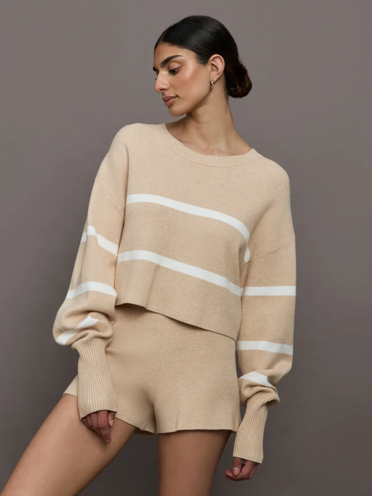 Olly Cropped Striped Sweater by Lune