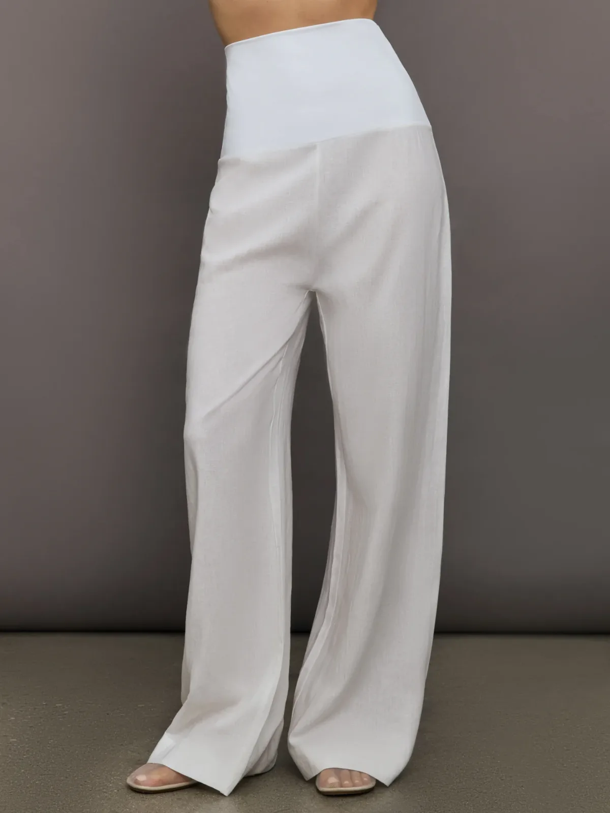 Fold Waist Linen & Melt Wide Leg Pant by Carbon38
