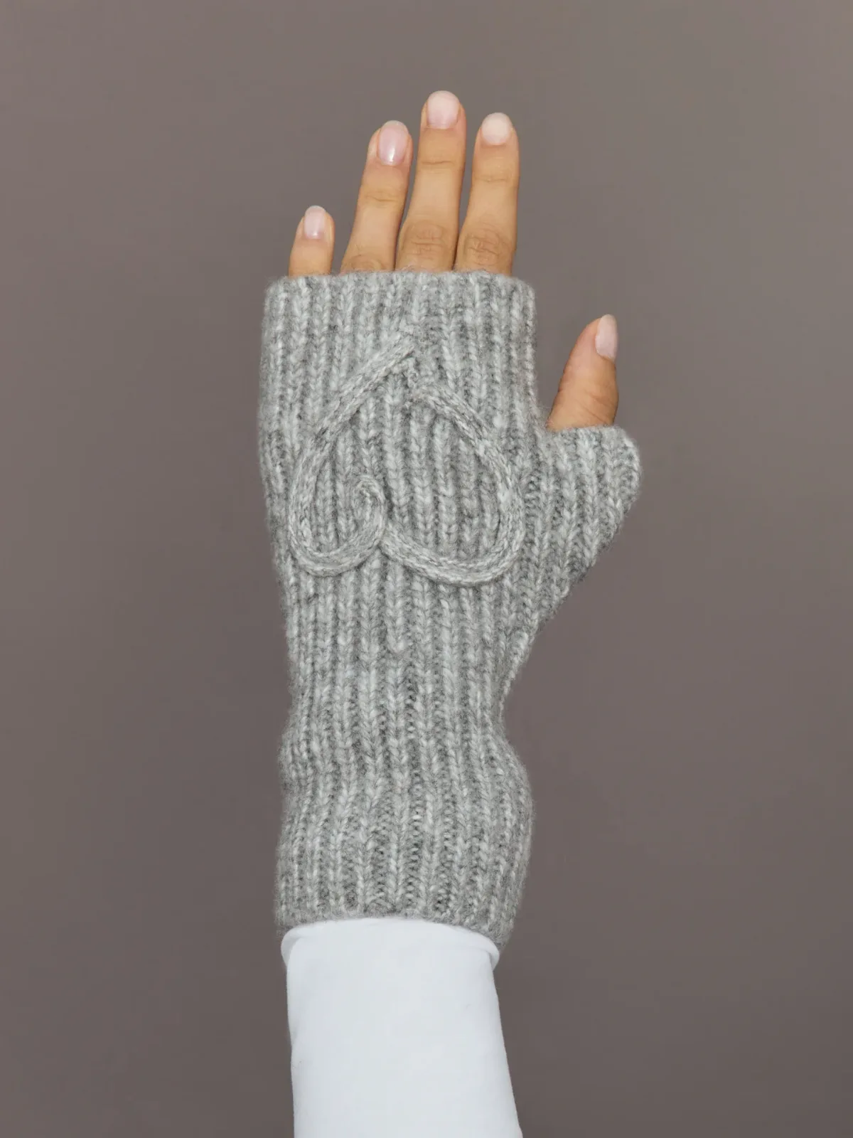 Fingerless Heart Knit Gloves by Jocelyn