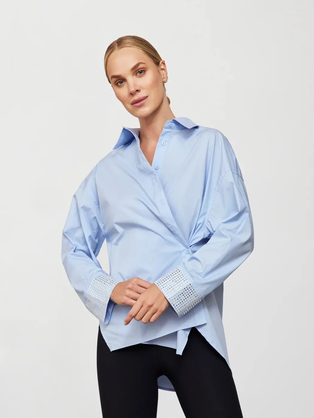 Rhinestone Oversized Button Up Shirt by Carbon38