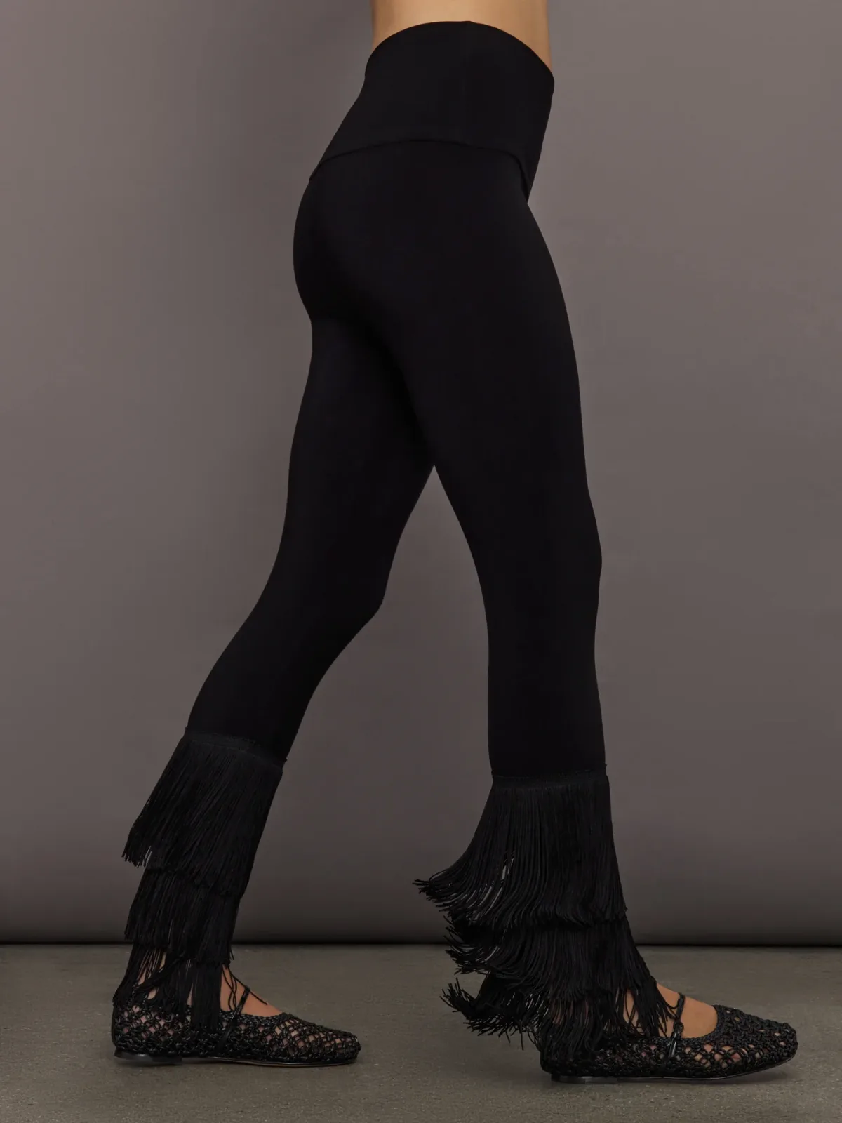 Fringe Hem Cropped Legging by Norma Kamali