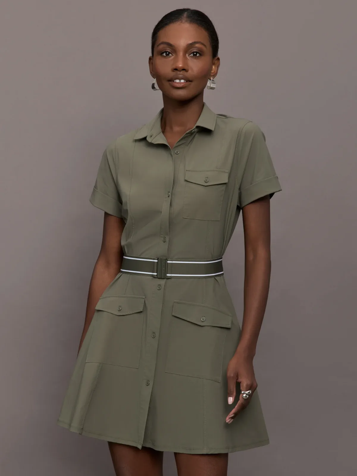 Phoenix Belted Shirt Dress by Greyson