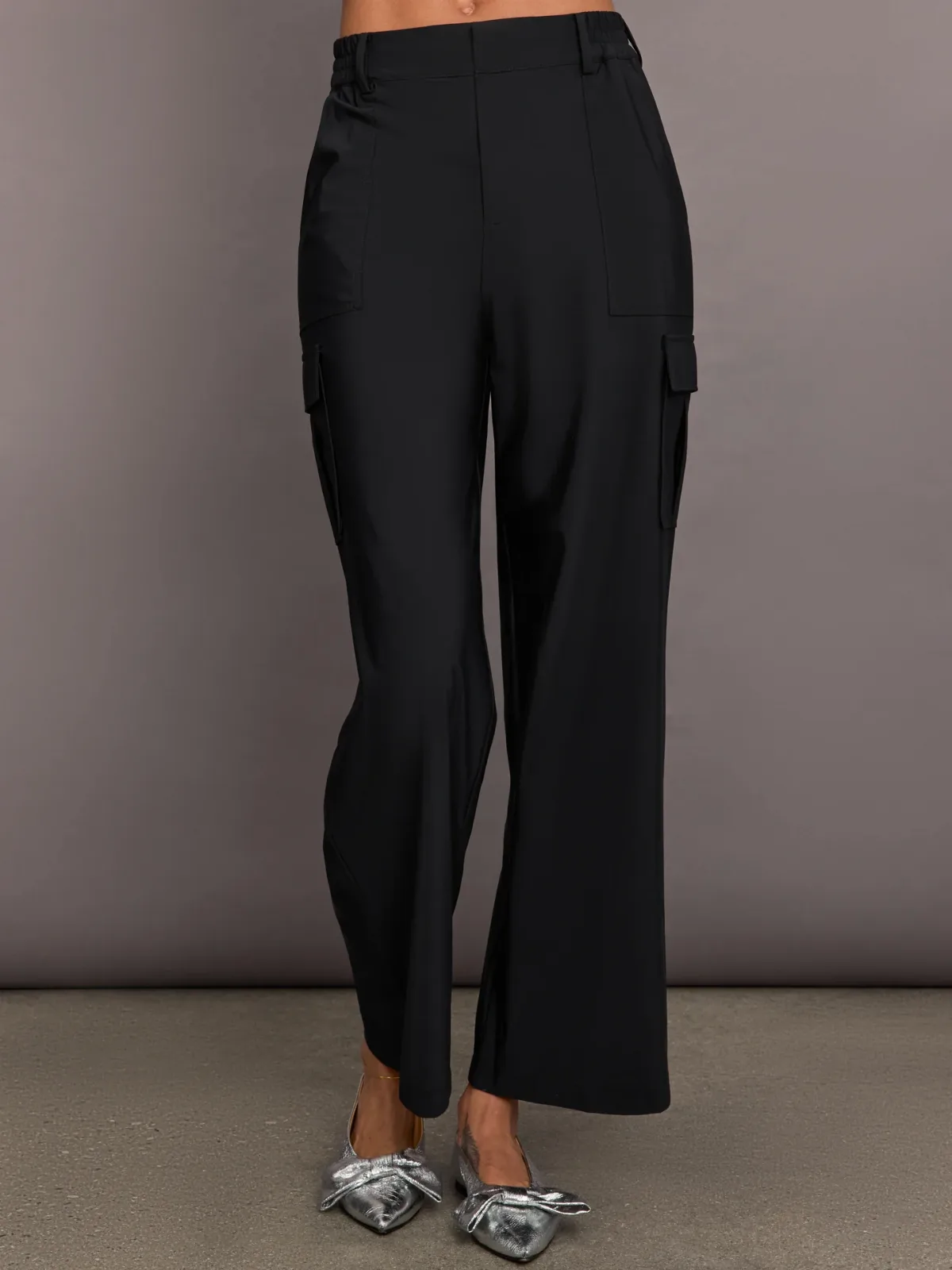 Stretch Woven Wide Leg Cargo Pant by Carbon38
