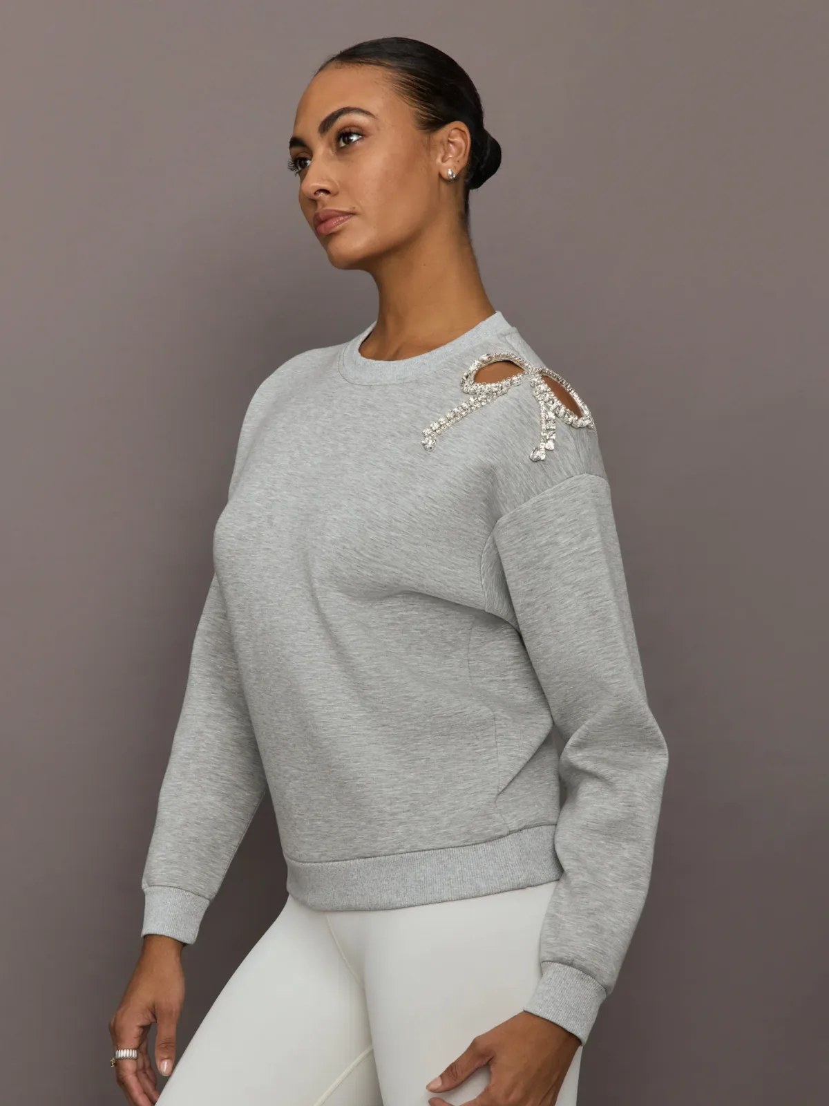 Bow Embellished Sweatshirt in Scuba by Carbon38