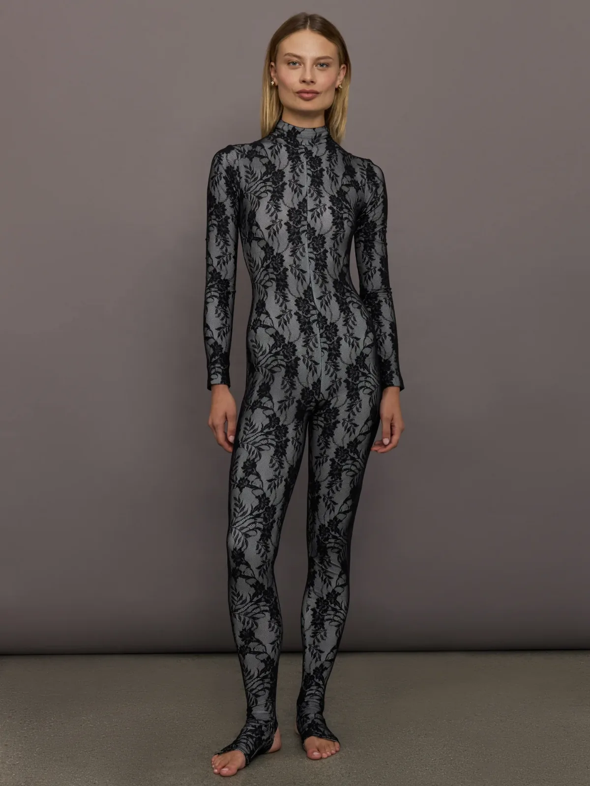 Long Sleeve Slim Fit Turtle Catsuit with Footie by Norma Kamali