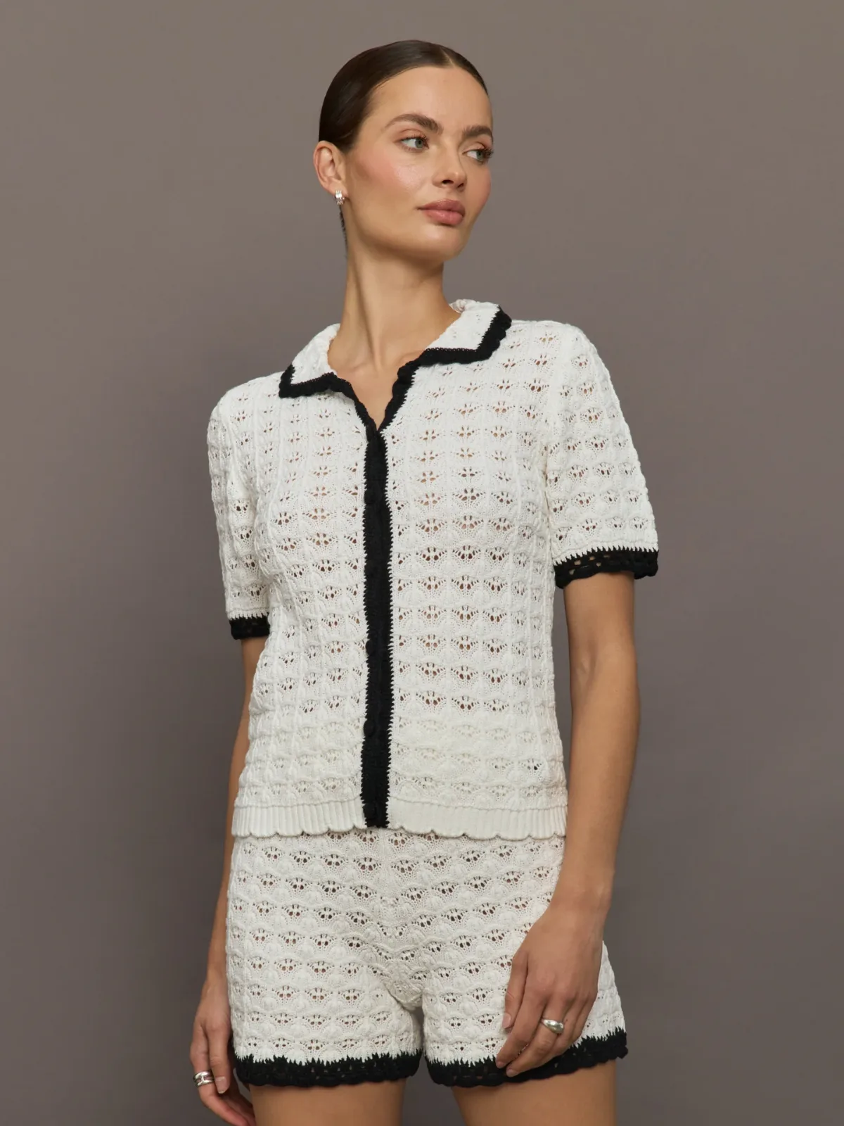 Crochet Button Front Top by Carbon38