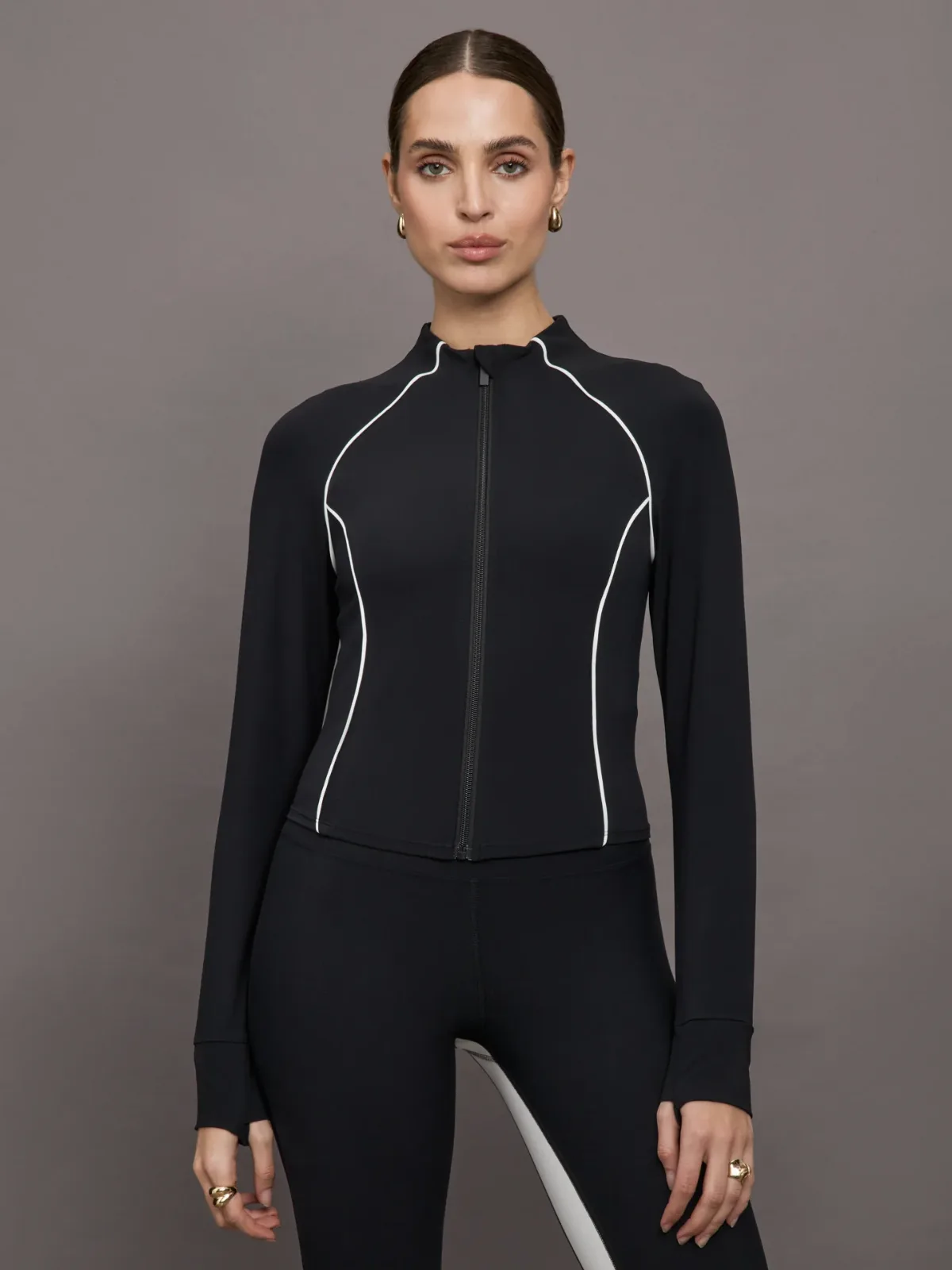 Colorblock Mock Neck Corset Zip in Melt by Carbon38