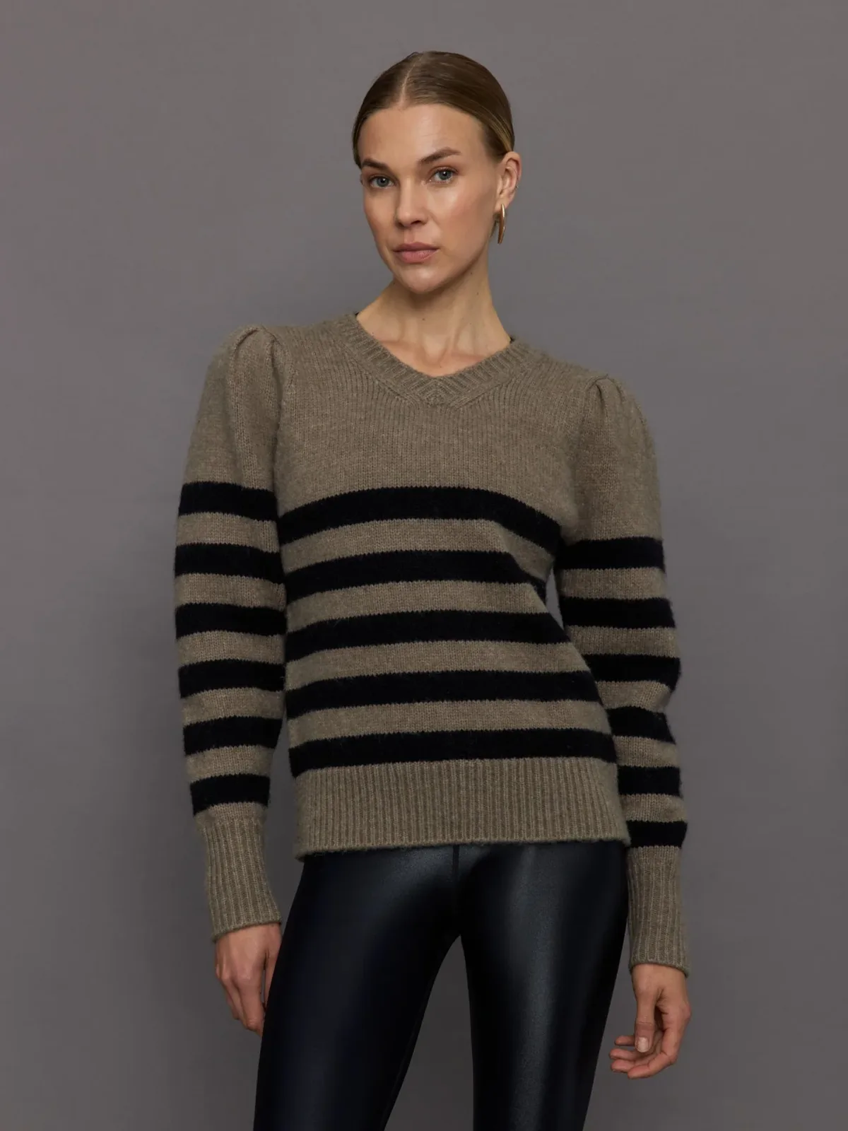 Striped Puff Sleeve Sweater by Carbon38