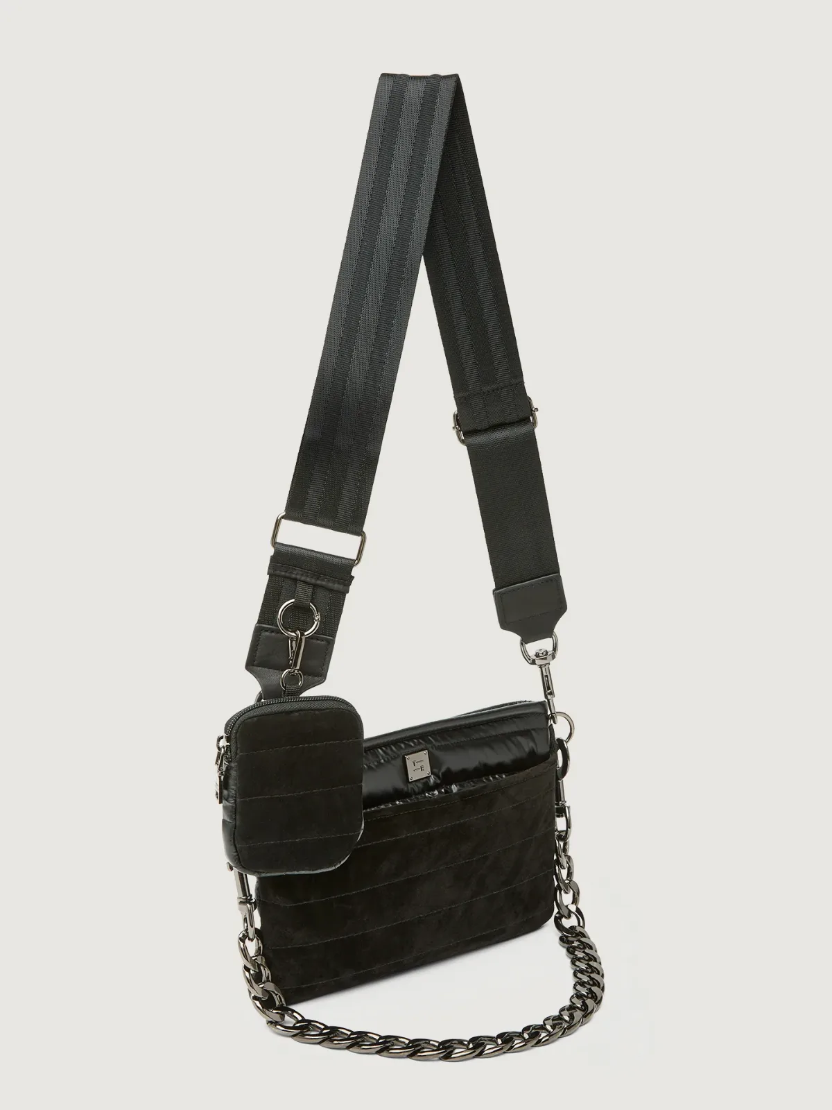 Think Royln Downtown Crossbody - Black Suede & Pearl by Think Royln