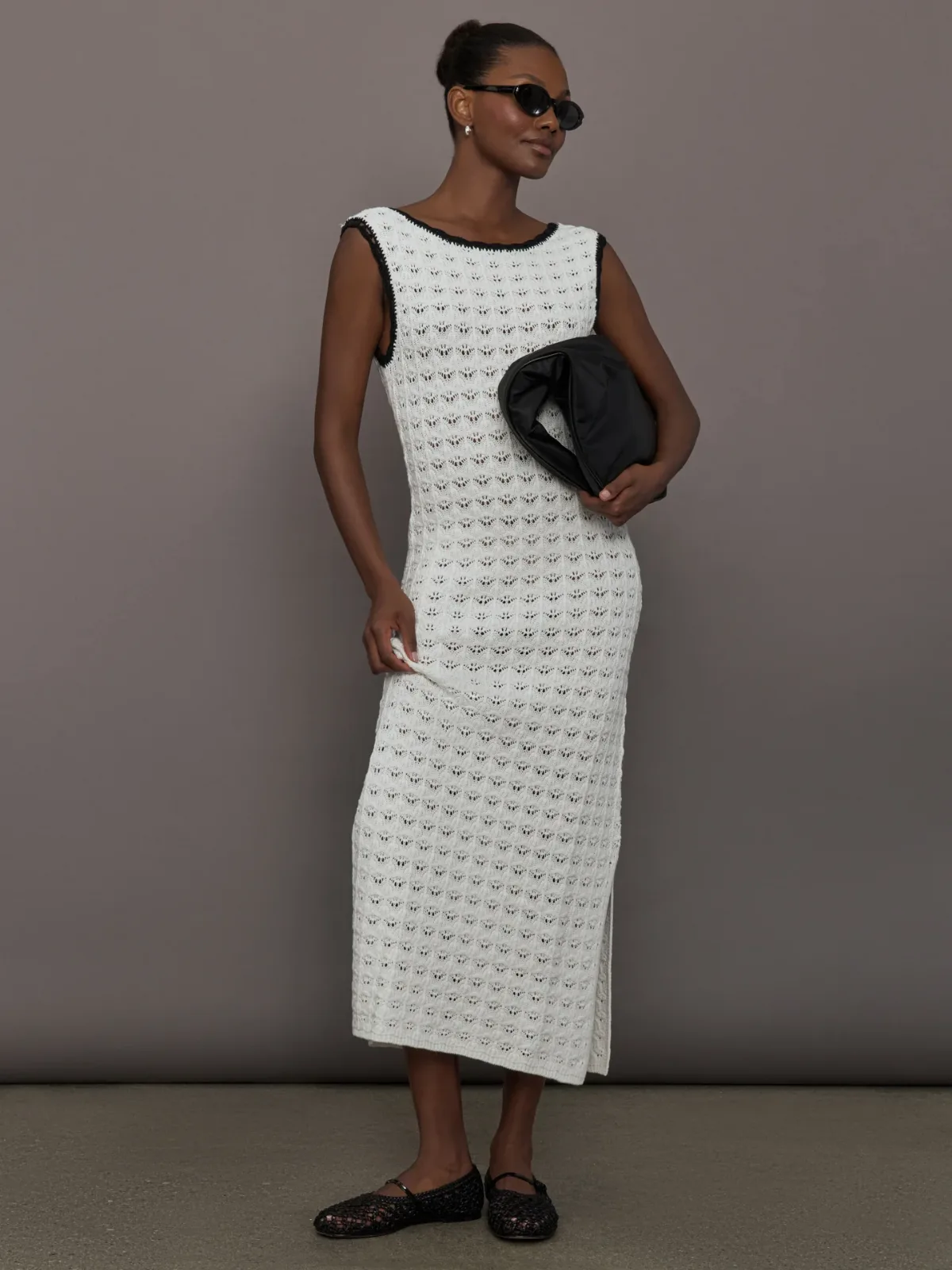 Open Back Knit Crochet Dress by Carbon38