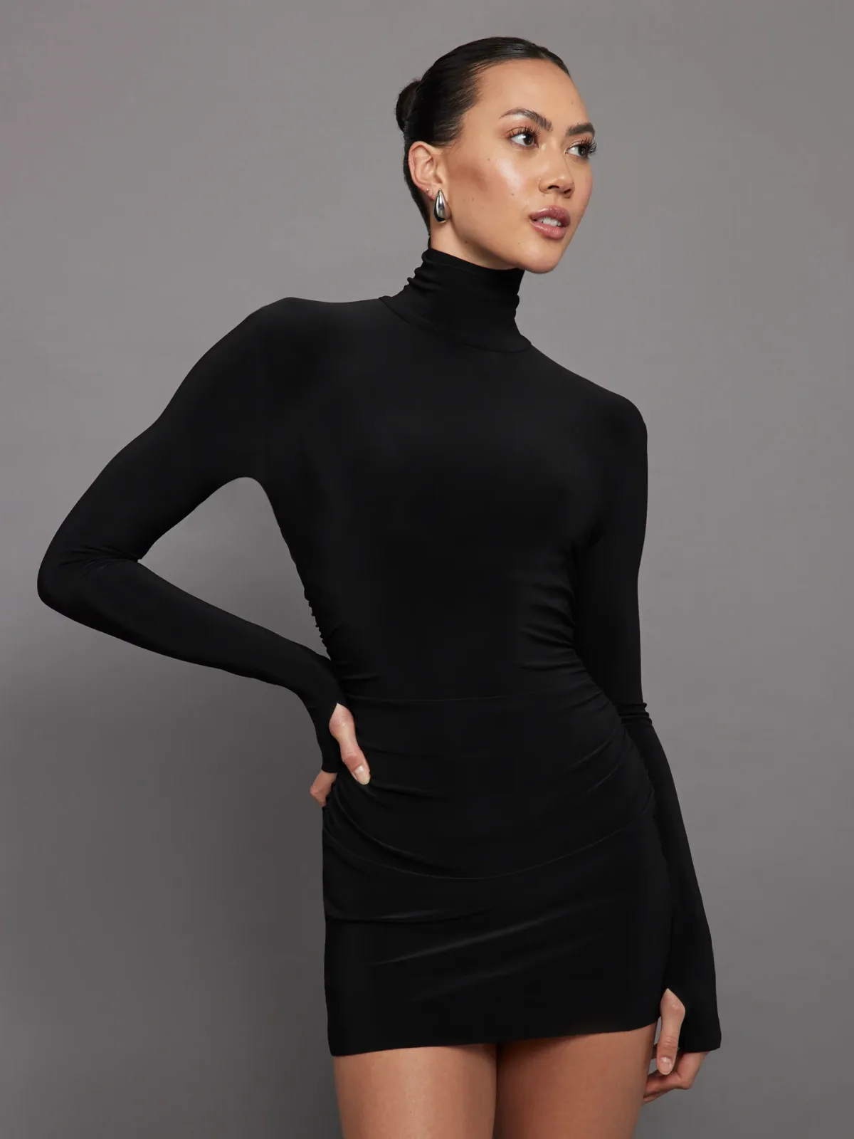 Norma Kamali Long Sleeve Turtleneck Pickleball Dress by Norma Kamali