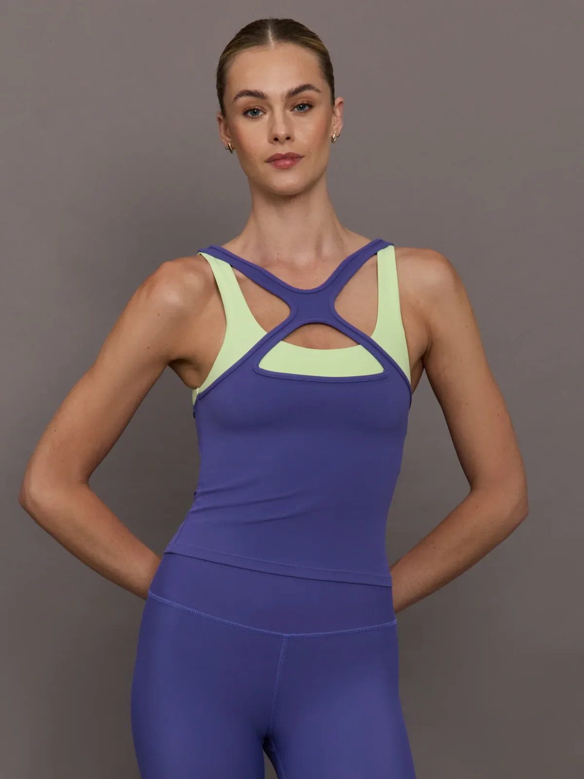 High Neck Cut Out Colorblock Tank in Melt by Carbon38