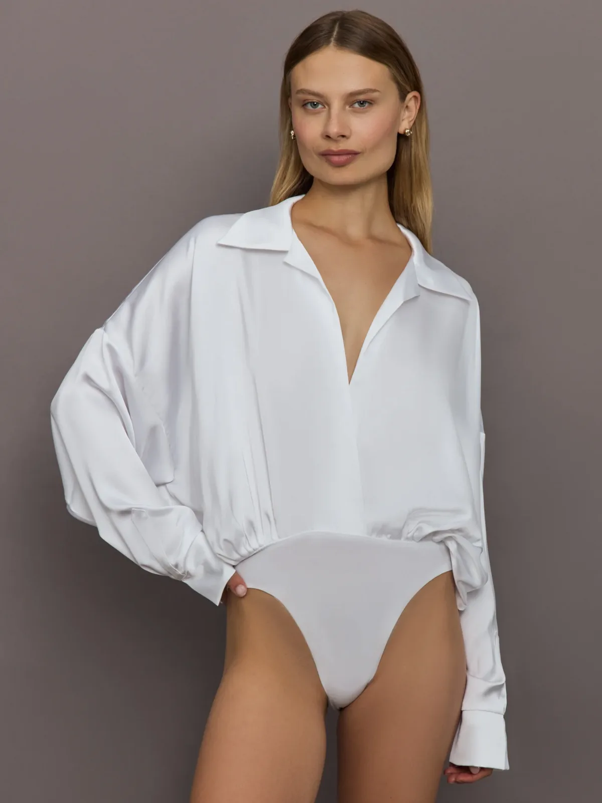 Super Oversized Boyfriend Shirt Bodysuit