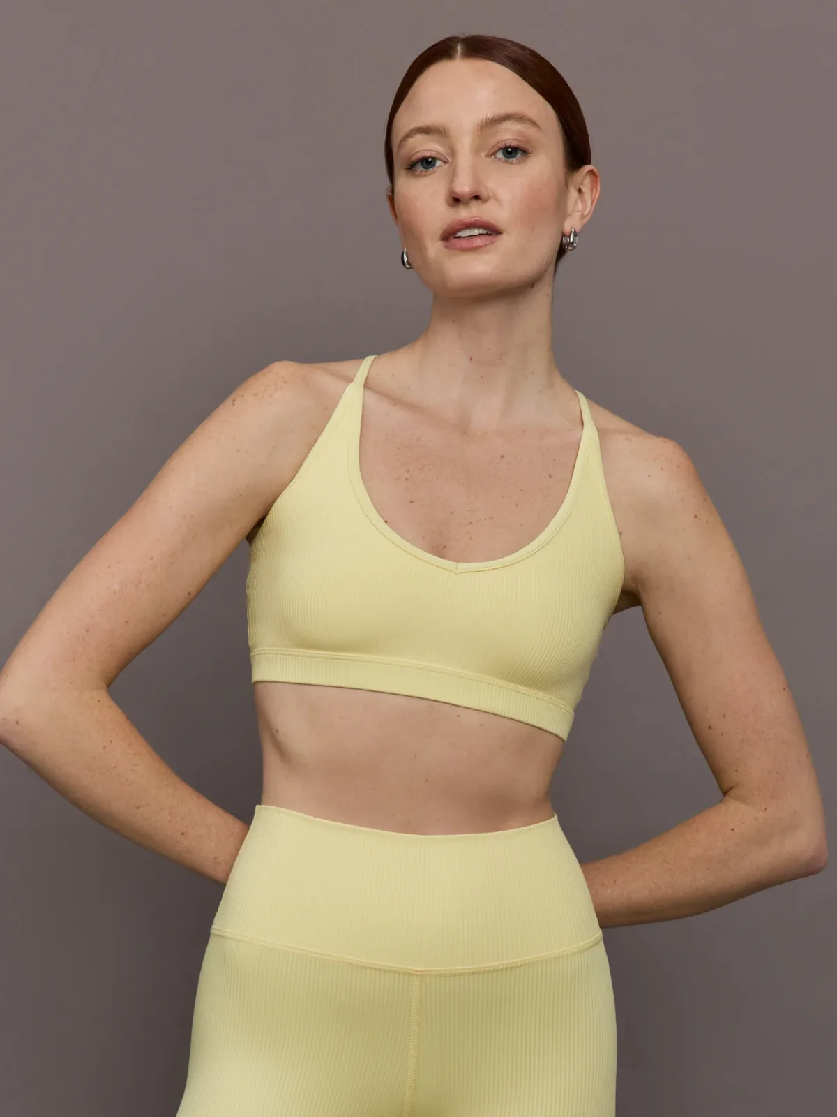 V-Neck Cross Back Bralette in Ribbed Melt by Carbon38