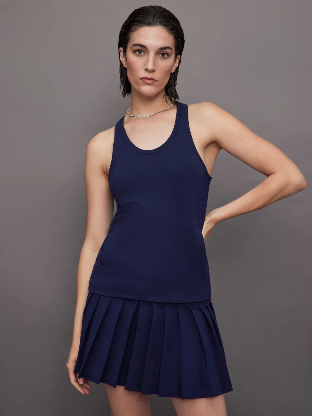 Racer Tailored Terry Tank Top by Norma Kamali