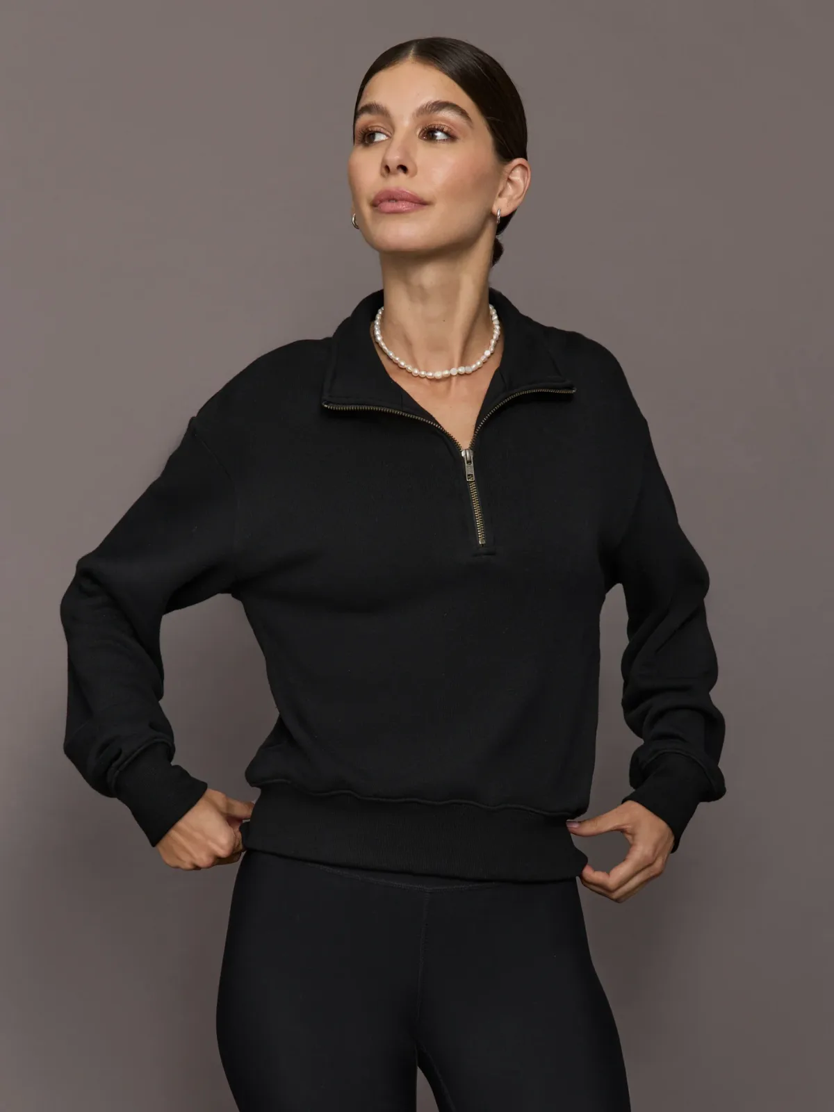 Half Zip Sweatshirt in French Terry by Carbon38
