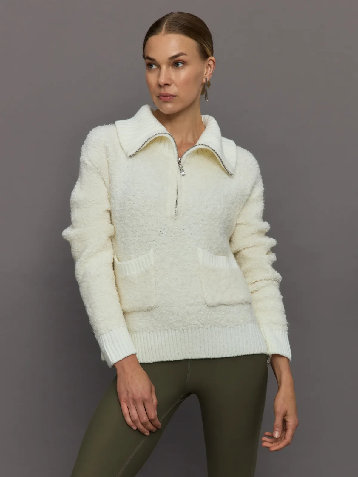 Half Zip Boucle Pullover by Carbon38