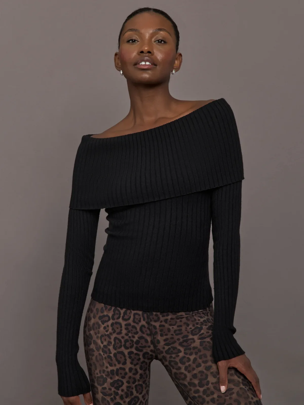 Off Shoulder Fold Over Sweater by Carbon38