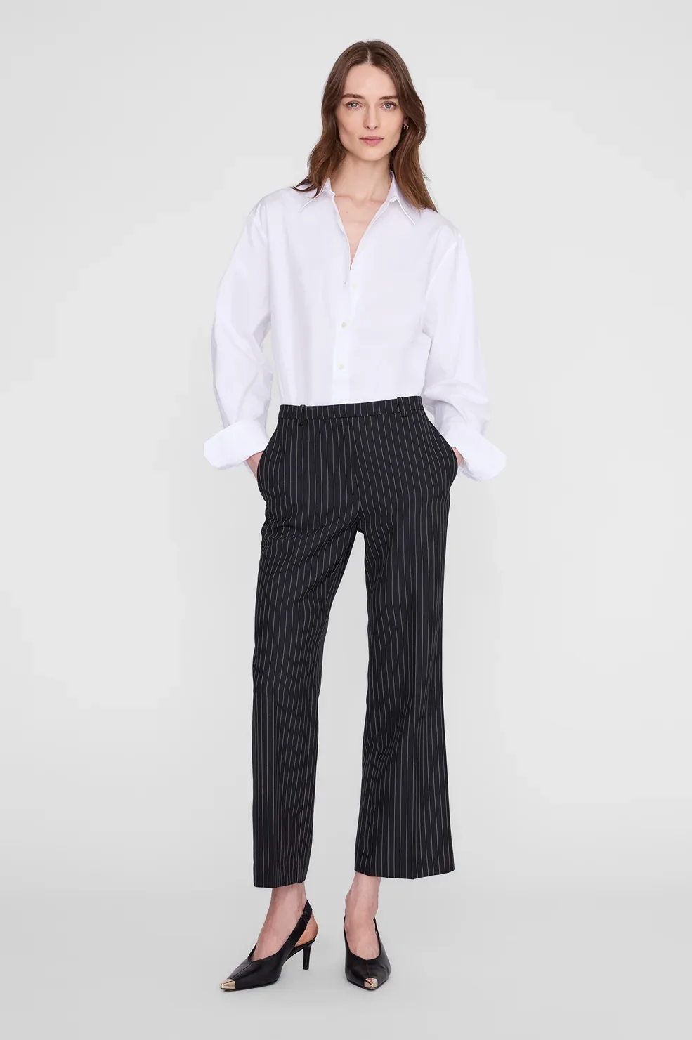 Thomas Trouser - Black and White Pinstripe by ANINE BING