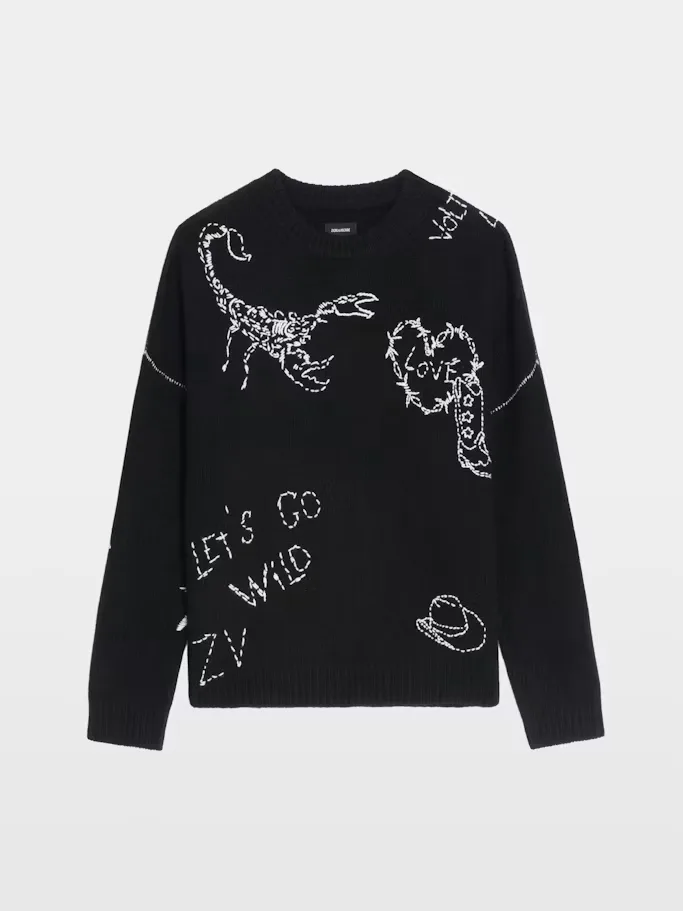Baba Embroidered Wool Sweater by Zadig & Voltaire
