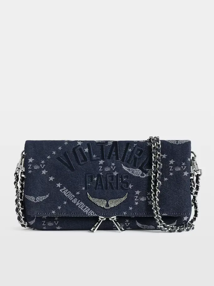 Rock Monogram Denim Clutch by Zadig & Voltaire