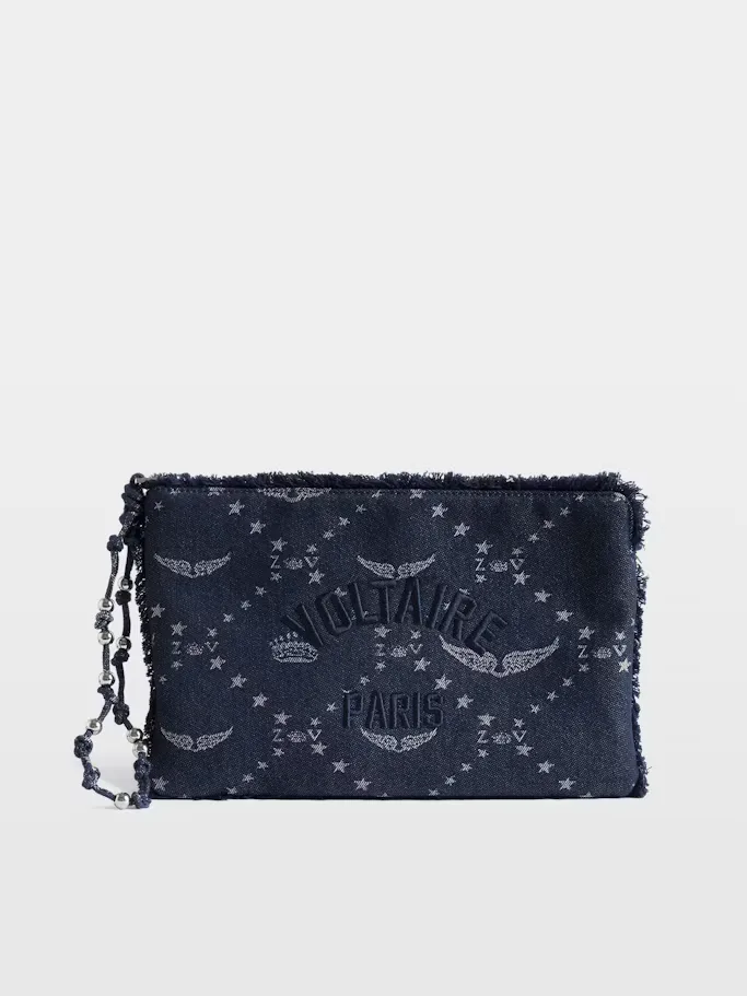 Angel Monogram Denim Pochette by Zadig & Voltaire