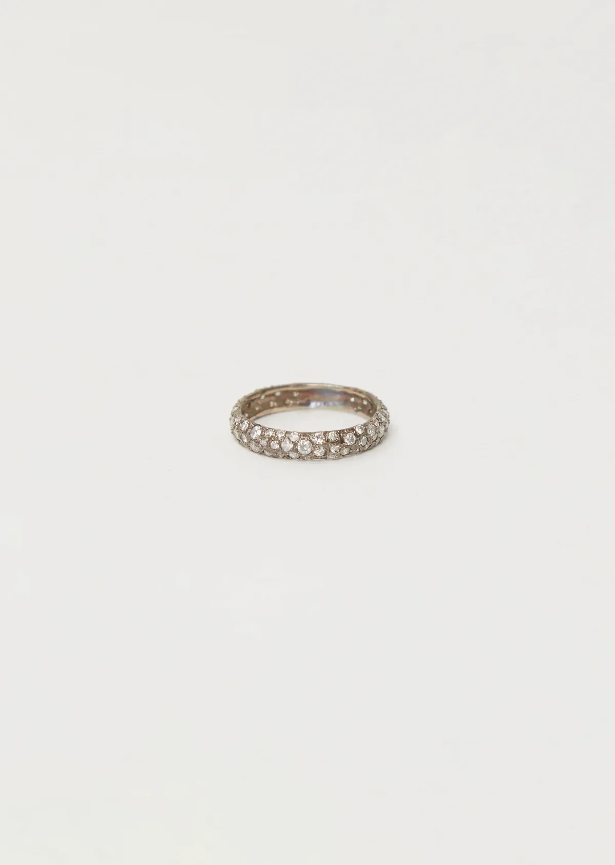 Melee Embedded Wide Ring 14K WG by Noguchi Bijoux