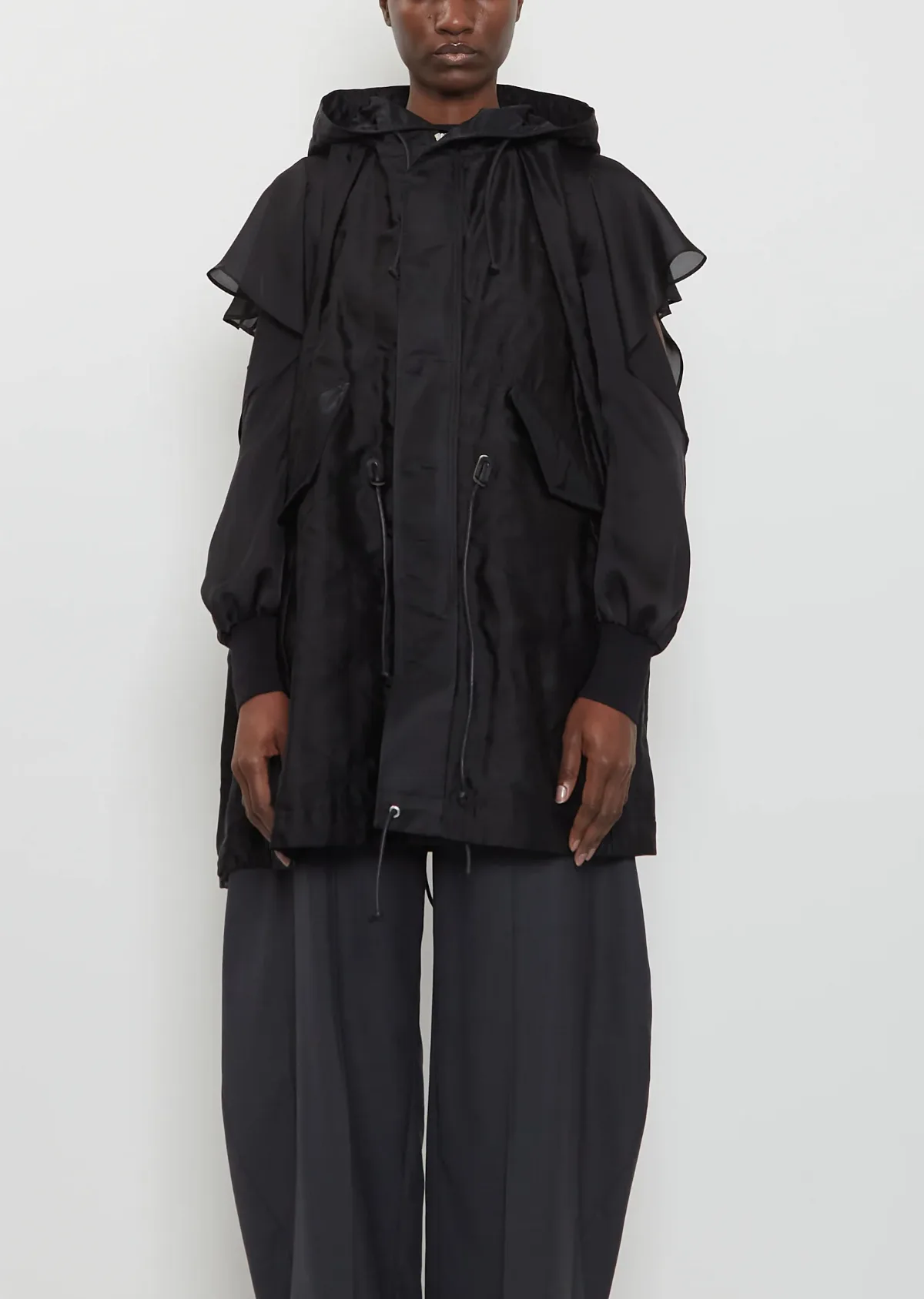 Hooded Quilted Satin Vest by Sacai