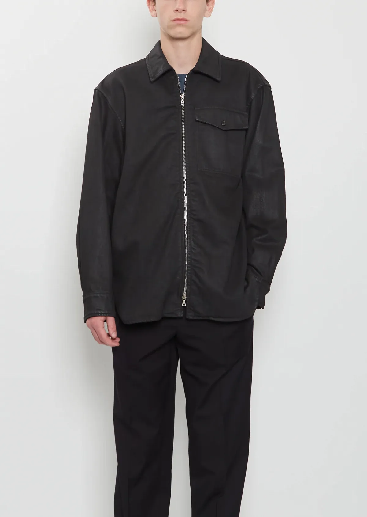 Croomson Waxed Denim Shirt by Dries Van Noten