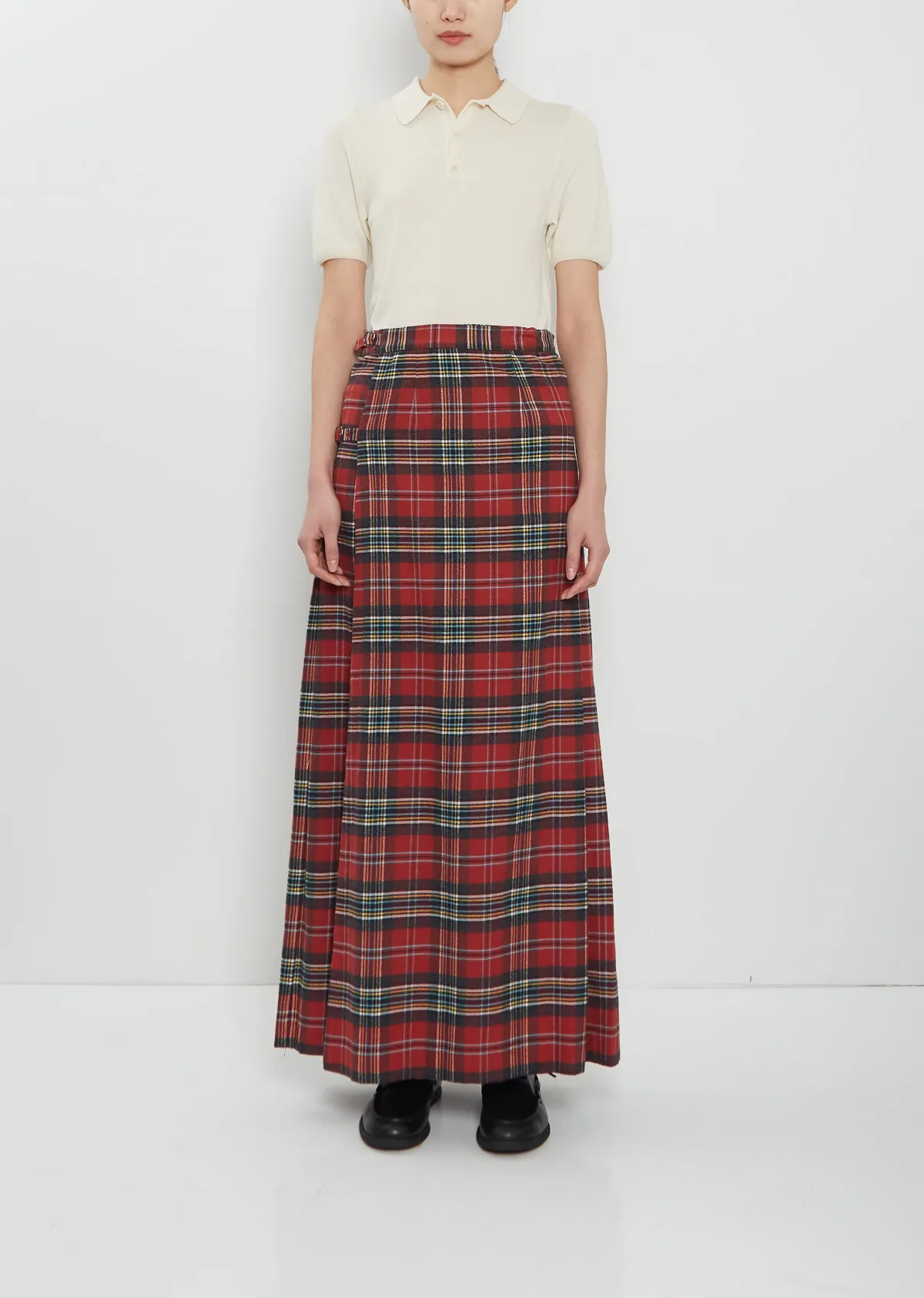 Maya Pleated Cotton Tartan Skirt by Meta Campania Collective