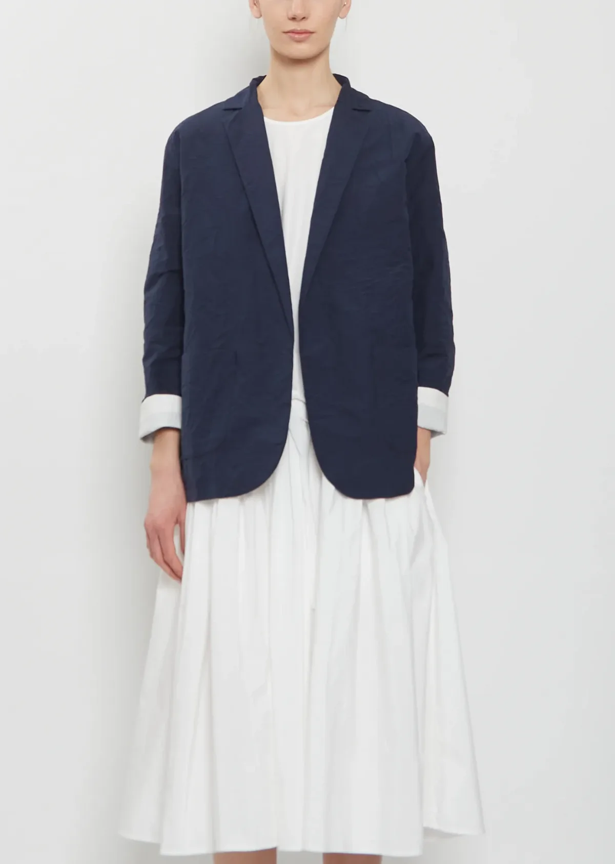Open Front Crinkled Cotton Jacket by Apuntob