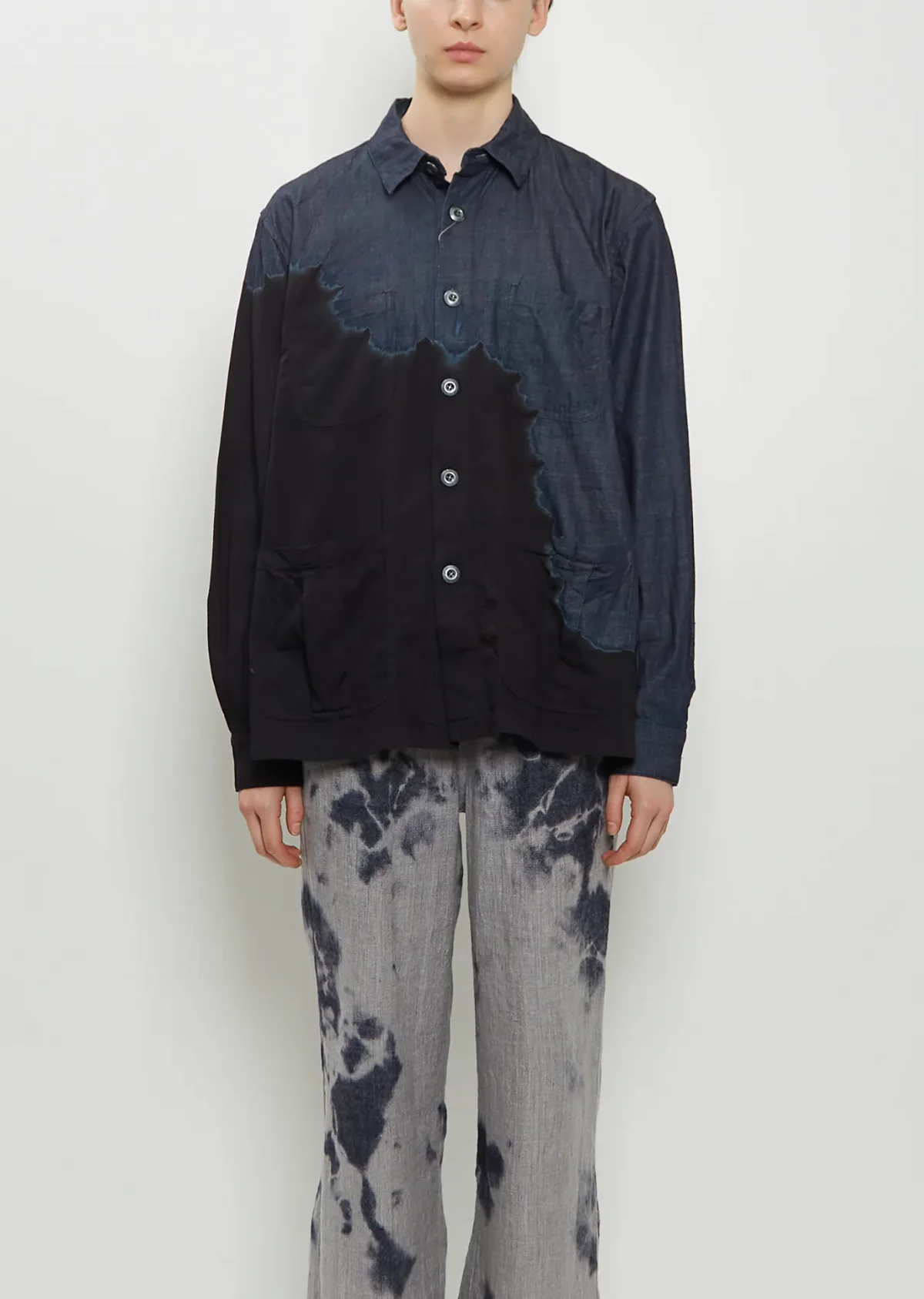 Pima Cotton Denim Four Pockets Overshirt by Suzusan